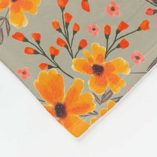 Couverture Polaire Automne Automne Floral Motif Sage Vert (Coin)