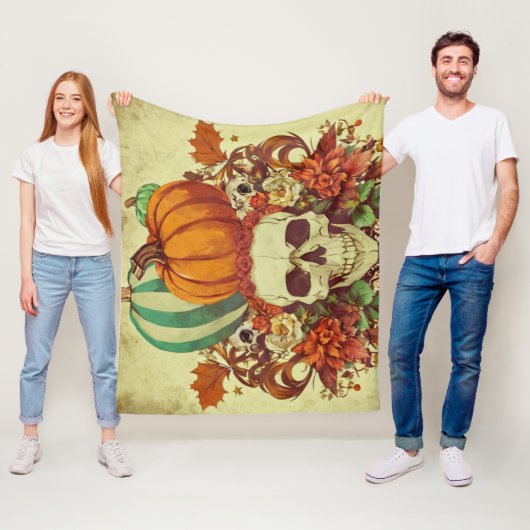 Couverture Polaire Automne/Automne/Halloween/citrouille/squelette (En situation)