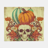 Couverture Polaire Automne/Automne/Halloween/citrouille/squelette (Devant (Horizontal))