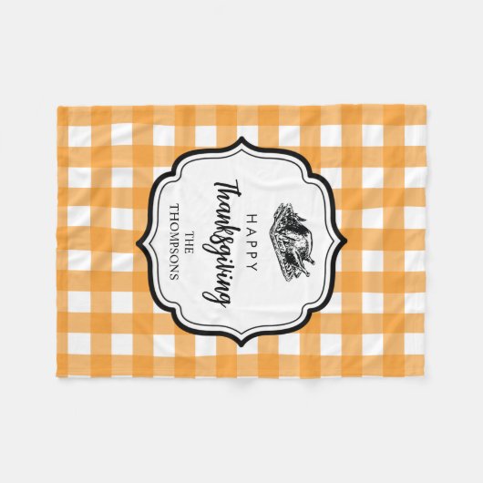 Couverture Polaire Automne Automne Orange Plaid Thankgiving Turquie (Devant (Horizontal))