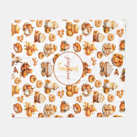 Couverture Polaire Automne Automne Personnalisé Nom Monogramme Fleece (Devant (Horizontal))