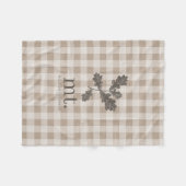 Couverture Polaire Automne Automne Taupe Plaid Foliage Monogramme Ini (Devant (Horizontal))