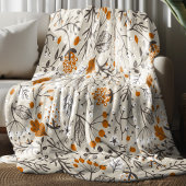 Couverture Polaire Automne Berries Feuilles et Branches Motif