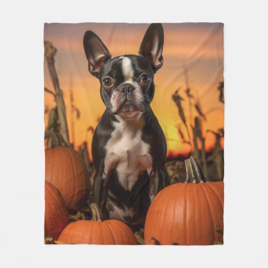 Couverture Polaire Automne Boston Terrier (Devant)