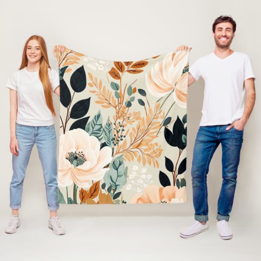 Couverture Polaire Automne Botanique Sans Mer Motif Floral (En situation)