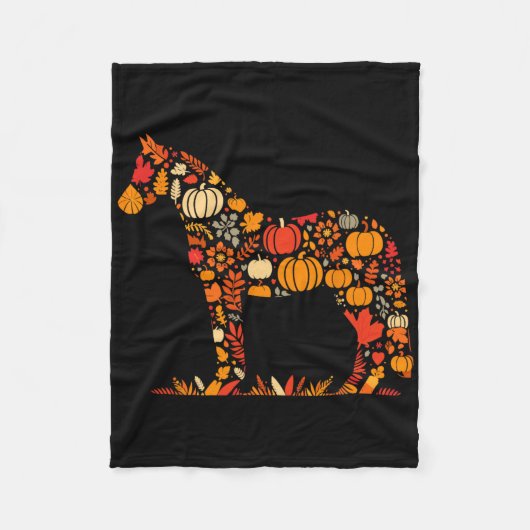 Couverture Polaire Automne Citrouille Automne Cheval Thanksgiving Fem (Devant)