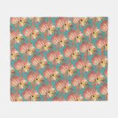 Couverture Polaire Automne citrouille terre cuite fleurie orange et t (Devant (Horizontal))