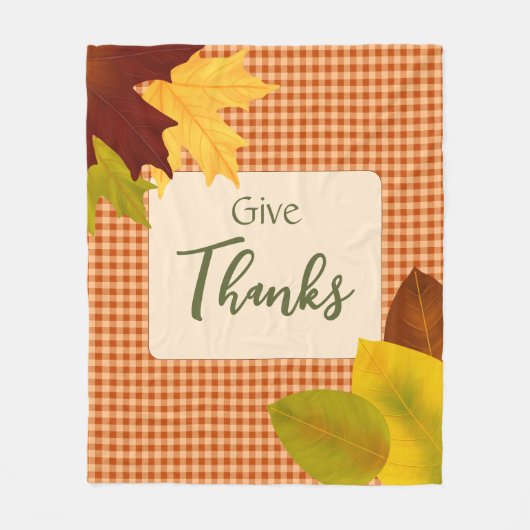 Couverture Polaire Automne En vichy Thanksgiving Fleece Blanche (Devant)