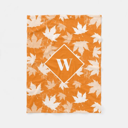 Couverture Polaire Automne Feuilles Motif Monogramme (Devant)