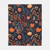 Couverture Polaire Automne Fleurs orange chaudes Feuilles Berries Noi (Devant)