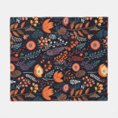 Couverture Polaire Automne Fleurs orange chaudes Feuilles Berries Noi (Devant (Horizontal))
