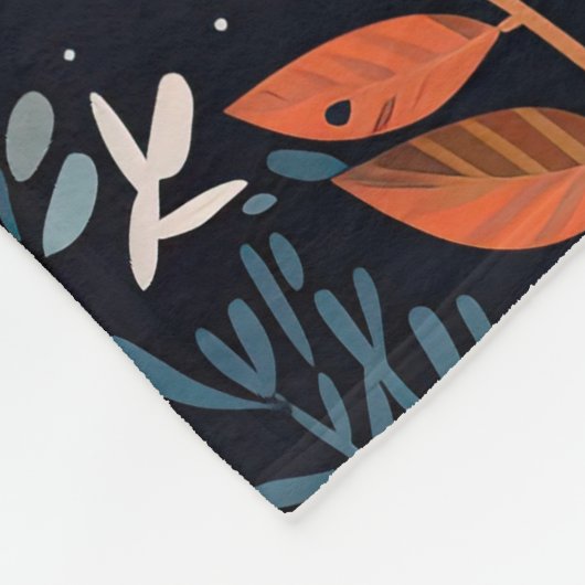 Couverture Polaire Automne Fleurs orange chaudes Feuilles Berries Noi (Coin)
