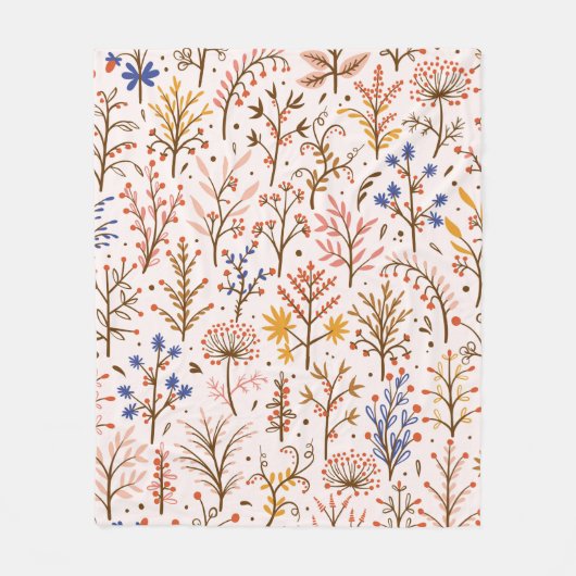 Couverture Polaire Automne Floral Motif sans couture. Doodle Plante, (Devant)