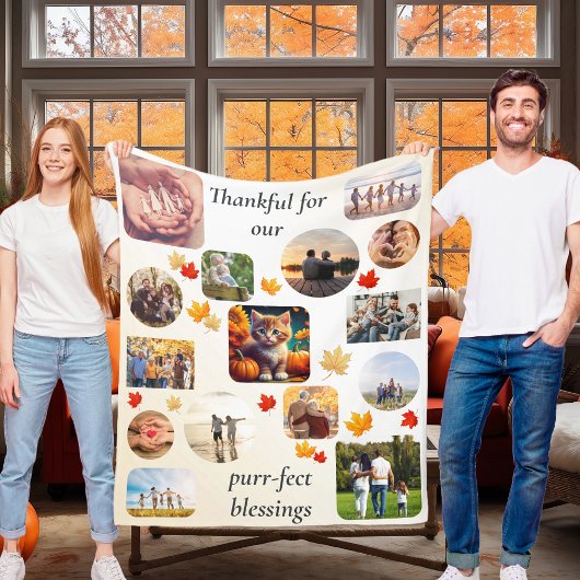 Couverture Polaire Automne Kitten 13 Photo Collage Thanksgiving Chat