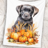 Couverture Polaire Automne Labrador Retriever Puppy Citrouille Amoure