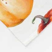 Couverture Polaire Automne Monogramme Nom Citrouille Fleece Blanche (Coin)