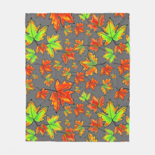 Couverture Polaire Automne rouge orange feuille érable feuille