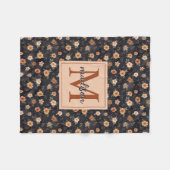 Couverture Polaire Automne Sombre Moody Terracotta Floral Monogramme (Devant (Horizontal))