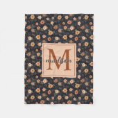 Couverture Polaire Automne Sombre Moody Terracotta Floral Monogramme (Devant)