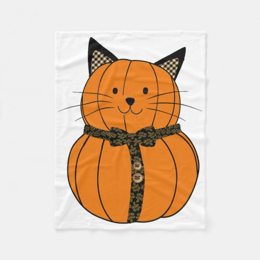 Couverture Polaire Automne Thanksgiving Cutest Citrouille Chat Face W (Devant)