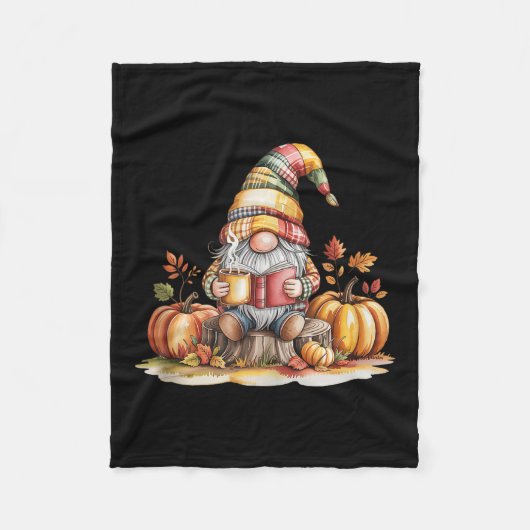 Couverture Polaire Autumn Gnome Reading Book With Pumpkins Fall Tank  (Devant)