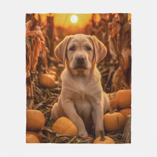 Couverture Polaire Autumn Yellow Lab Pup (Devant)