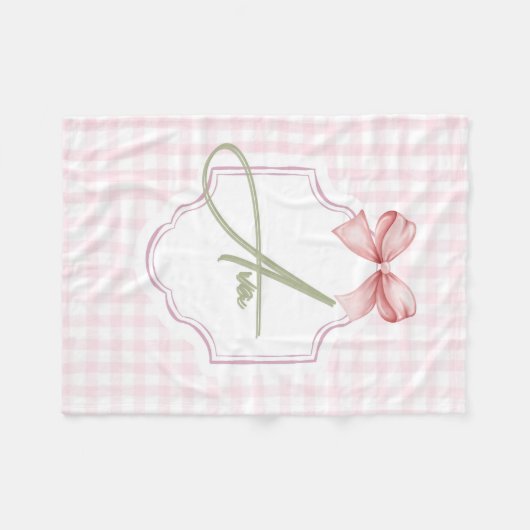Couverture Polaire Ava Personnalisé Pink Bow & En vichy Print (Devant (Horizontal))
