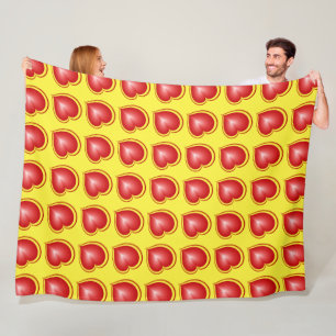 Couverture Polaire Avec beaucoup d'amour Rouge Jaune Motif de Coeurs