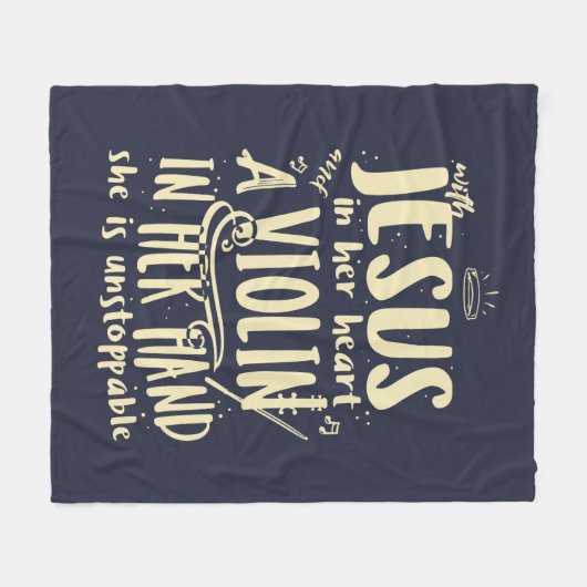 Couverture Polaire Avec Jésus dans son coeur Un Violon dans sa main (Devant (Horizontal))