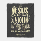 Couverture Polaire Avec Jésus dans son coeur Un violon dans sa main N (Devant)