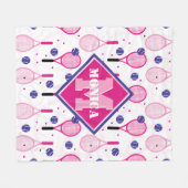 Couverture Polaire Avec nom & initiale, raquettes de tennis rose & vi (Devant (Horizontal))