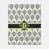 Couverture Polaire Avec texte 🎾 & monogramme Noir et vert tennis bla (Devant)