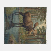 Couverture Polaire Aventure forestière rustique d'orignal boho (Devant (Horizontal))