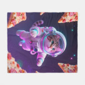 Couverture Polaire Aventure spatiale de pizza flottante avec un chat (Devant (Horizontal))