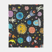 Couverture Polaire Aventure spatiale : planètes, motif de fusées. (Devant)