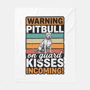 Couverture Polaire Avertissement Pitbull Bisous à venir Design de chi