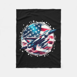 Couverture Polaire Avion à réaction de combat du 4 juillet Rouge Blan