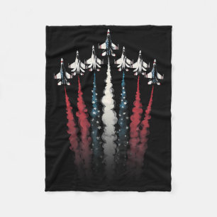 Couverture Polaire Avion de chasse Drapeau américain 4 juillet Pat
