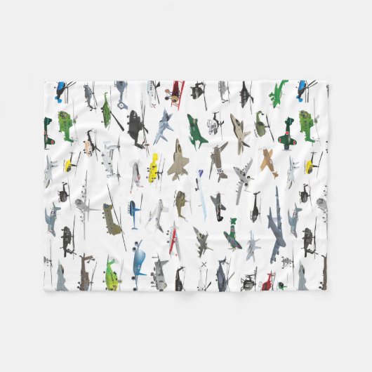 Couverture Polaire Avions et hélicoptères colorés (Devant (Horizontal))
