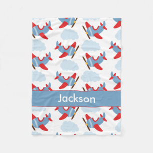 Couverture Polaire Avions pour garçons personnalisés