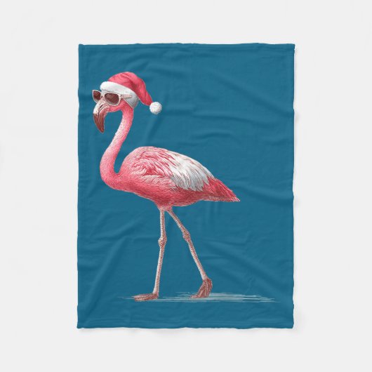 Couverture Polaire Awesome Cool Flamingo With Christmas Hat And Sungl (Devant)