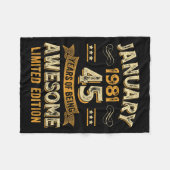 Couverture Polaire Awesome Vintage January 1981 45th Birthday  (Devant (Horizontal))