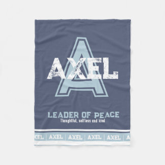 Couverture Polaire Axel nom signifiant sport monogramme bleu blanc