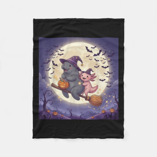 Couverture Polaire Axolotl Et Manatee Witch Casquette Citrouille Hall (Devant)