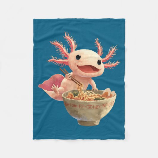 Couverture Polaire Axolotl Kawaii Eating Ramen Noodles Anime Japanese (Devant)