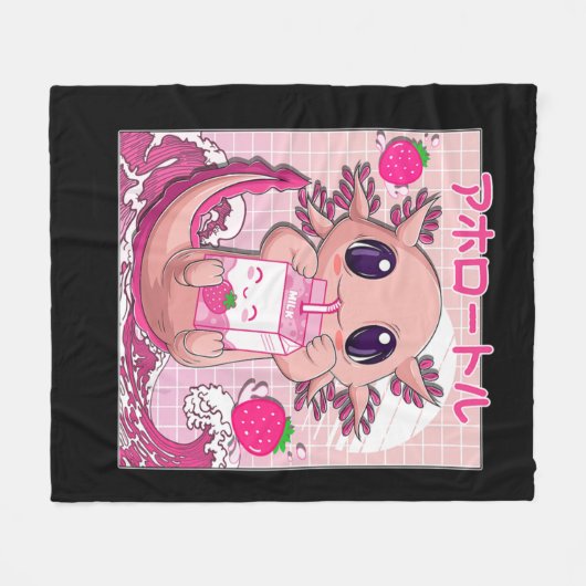 Couverture Polaire Axolotl Pastel Goth Strawberry Milk Shake Anime Ae (Devant (Horizontal))