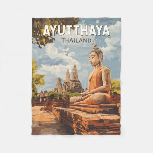 Couverture Polaire Ayutthaya Thaïlande Voyage Art Vintage