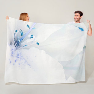 Couverture Polaire *~* Azalea Art Peinture Fleurs Turquoise blanc