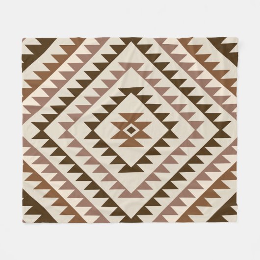 Couverture Polaire Aztec Diamond Motif Design Browns+Cream (Devant (Horizontal))