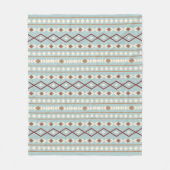 Couverture Polaire Aztec Formes Motif Rusts Crème Turquoise-Bleu (Devant)